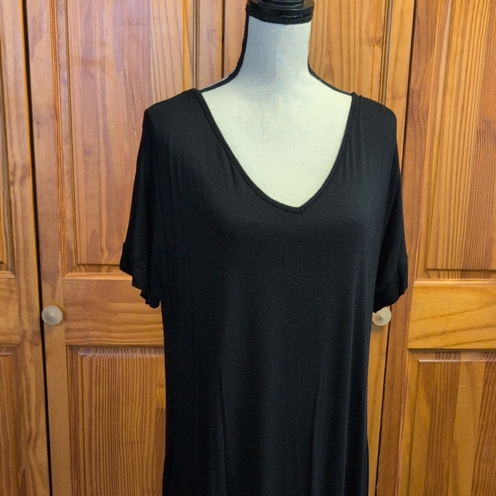 Grecerelle V Neck Stretch Casual Black Maxi Dress XL                 CC118 - Picture 2 of 8